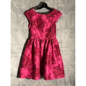 Baker by Ted Baker Girls Pink Floral Rose Satin Bow Back Party Dress Size 8